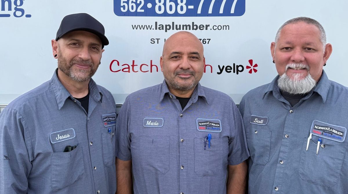 Jesus, Mario, and Scott — senior technicians at Norwalk/La Mirada Plumbing